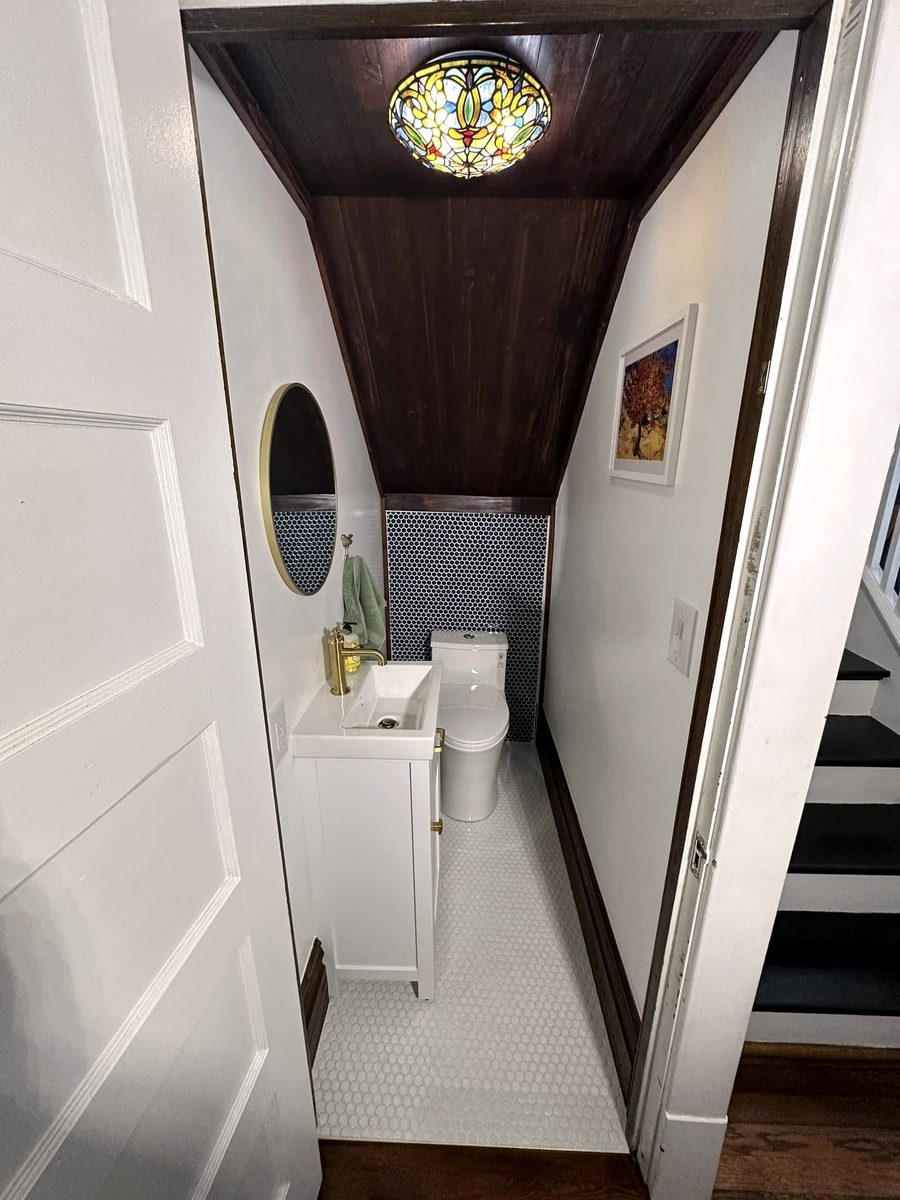 Under-stair powder room