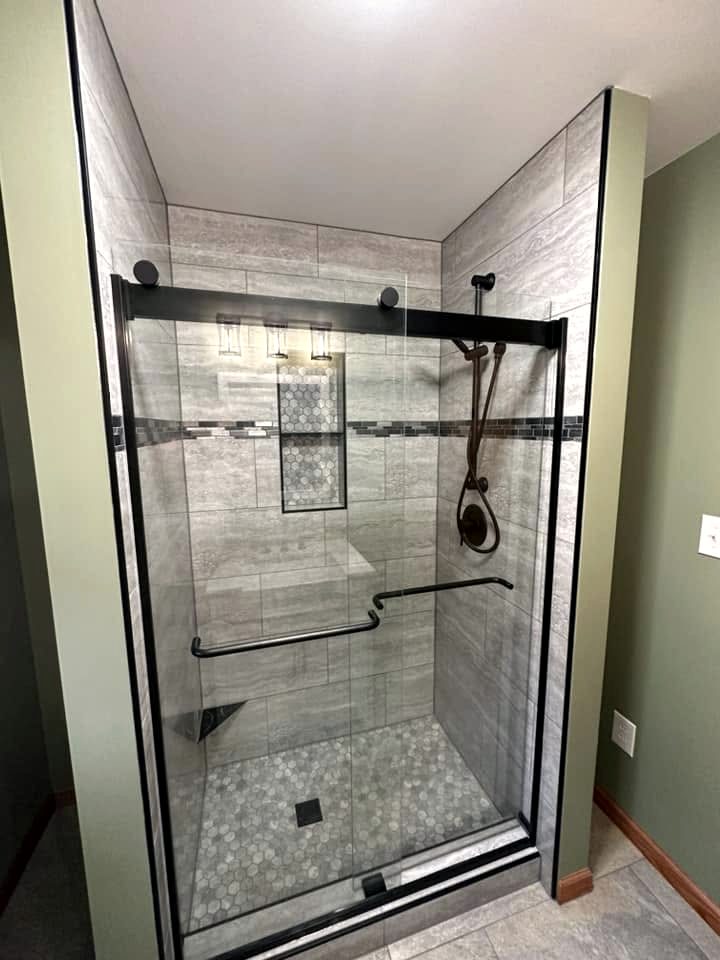 Walk-in tile shower