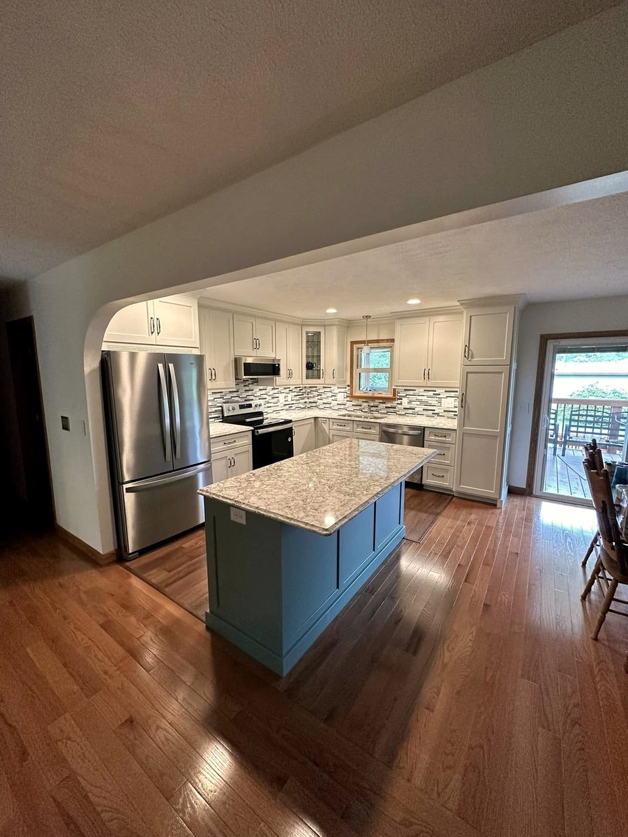 Kitchen with painted island